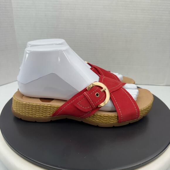 Clarks Reileigh May Sandals Womens Size 8M Red Nubuck Slide Slip On Shoes NEW - Picture 5 of 10